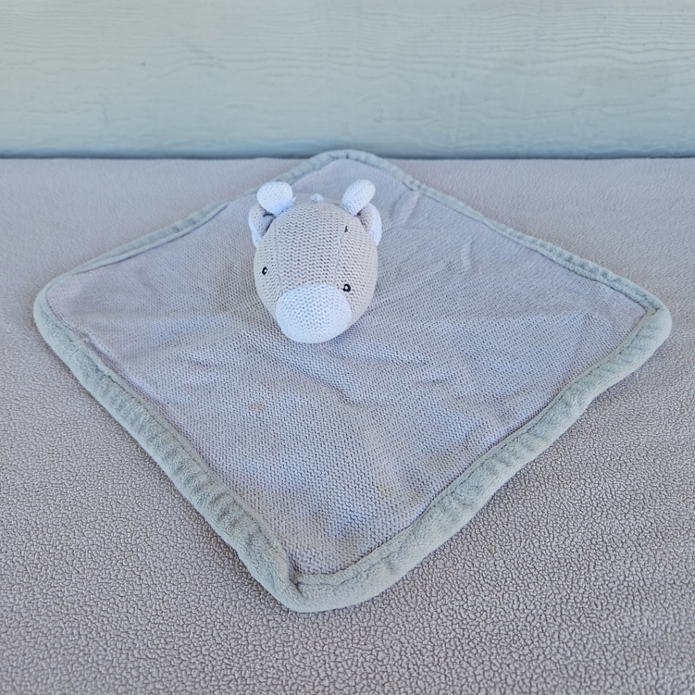 Peacock Alley Gray Plush Security Blanket with Soft Texture and Animal Head